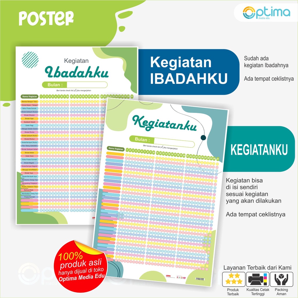 Poster Laminasi Kegiatan Ibadah Muslim / Poster Kegiatan umum