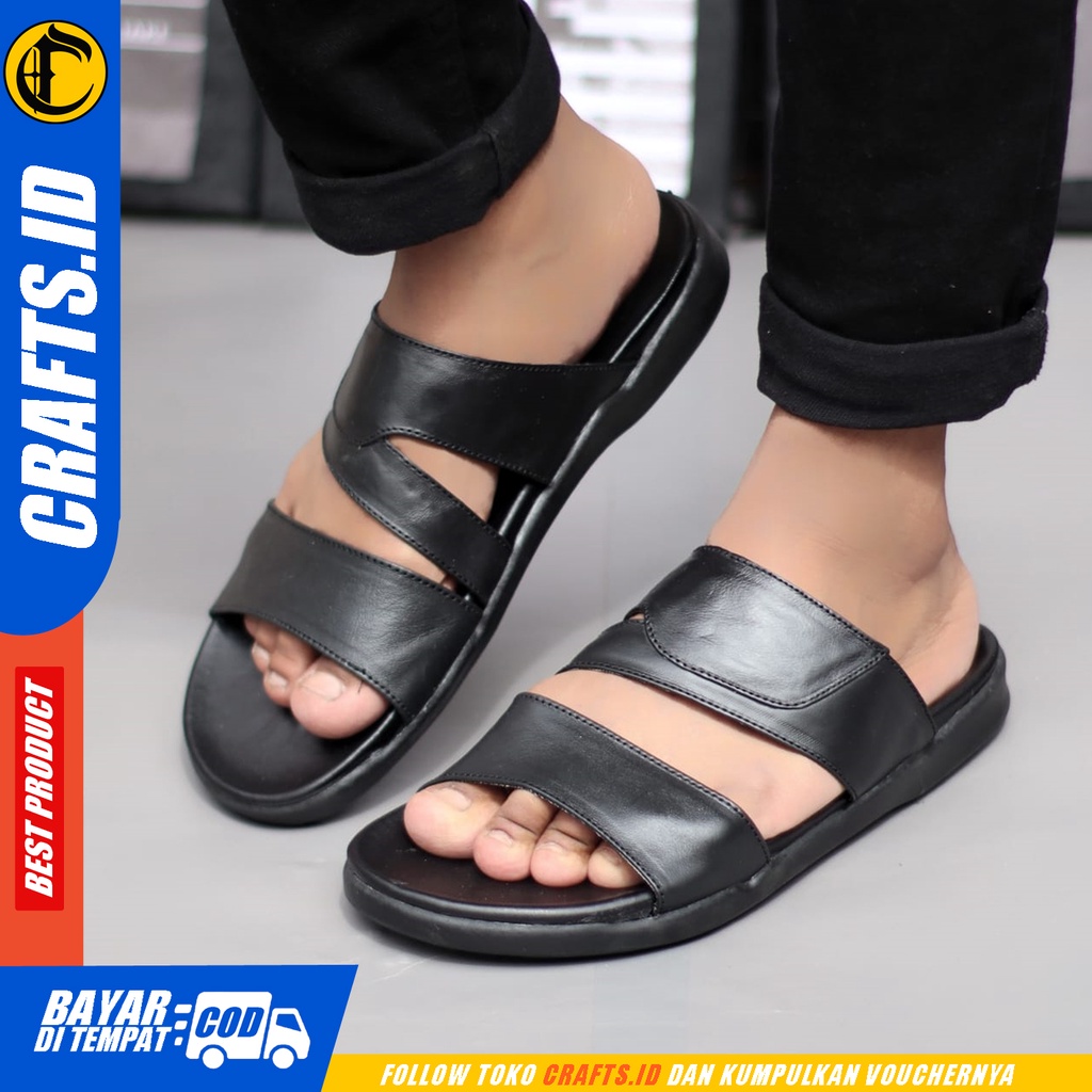 Sandal Kulit Asli Sendal Casual Pria Crafts Haka