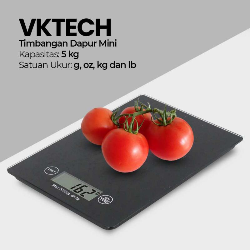 VKTECH Timbangan Dapur Mini Digital Food Scale 5kg Akurasi 1g - CK10A