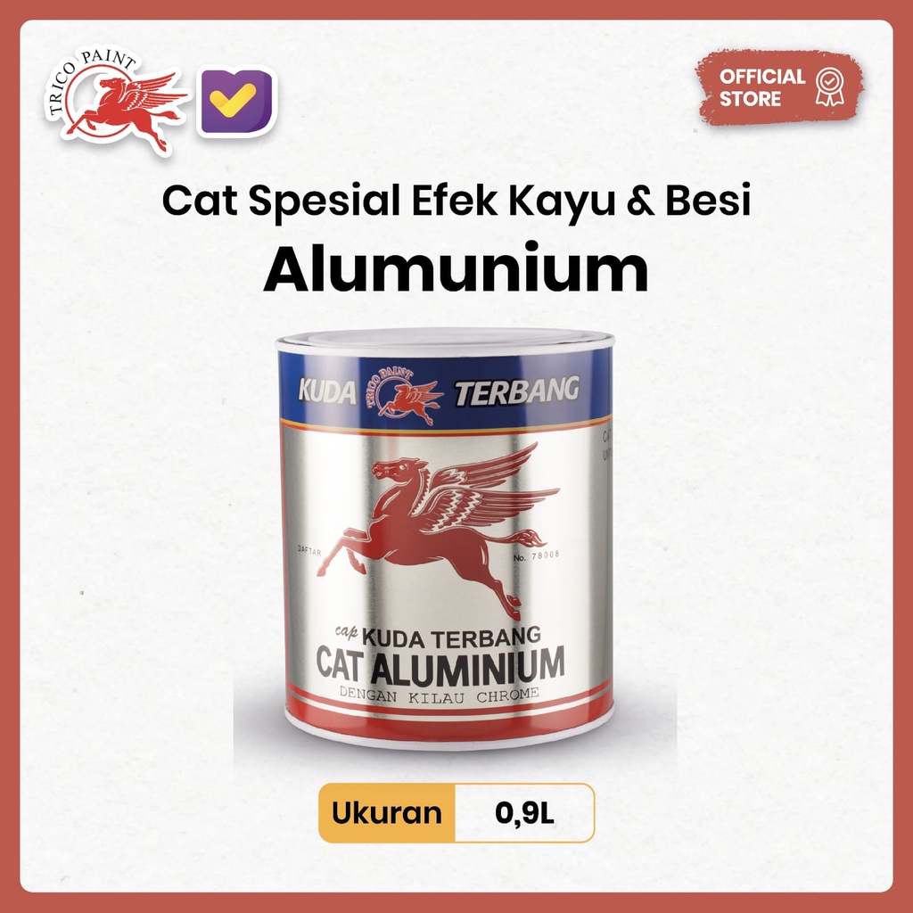 Cat Kuda Terbang - Cat Aluminium Paint ( Cat Kayu &amp; Besi ) - 0,9 Liter - Cat Minyak