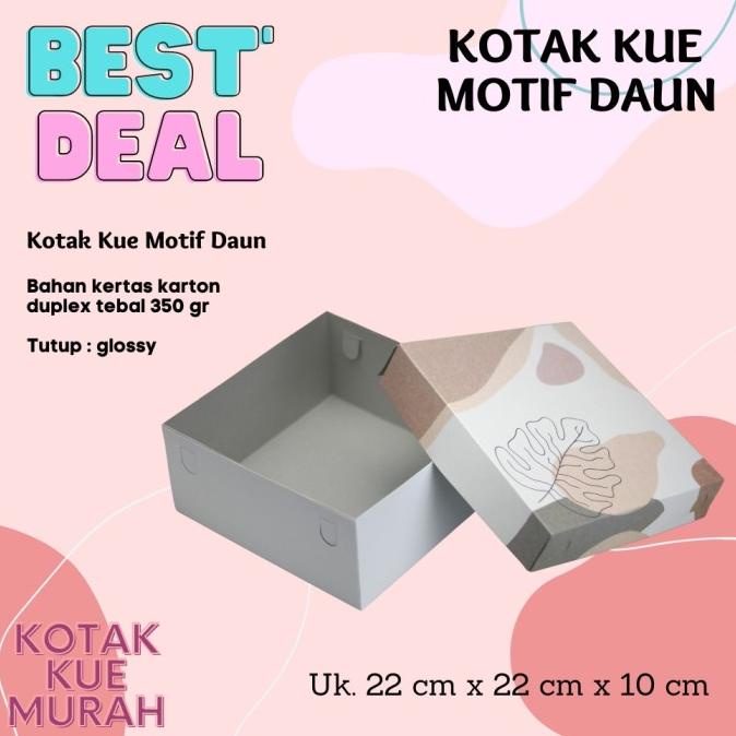 

BOX SERBAGUNA MOTIF DAUN UNTUK ROTI, KUE, DONAT uk 22 X 22 X 10
