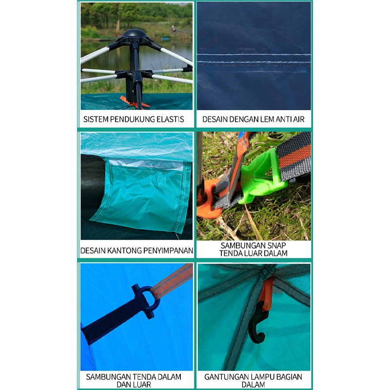 Tenda Camping 3-4 Orang Portable Waterproof Camping Tent / kebutuhan semalam yang liar Aksesoris Tenda