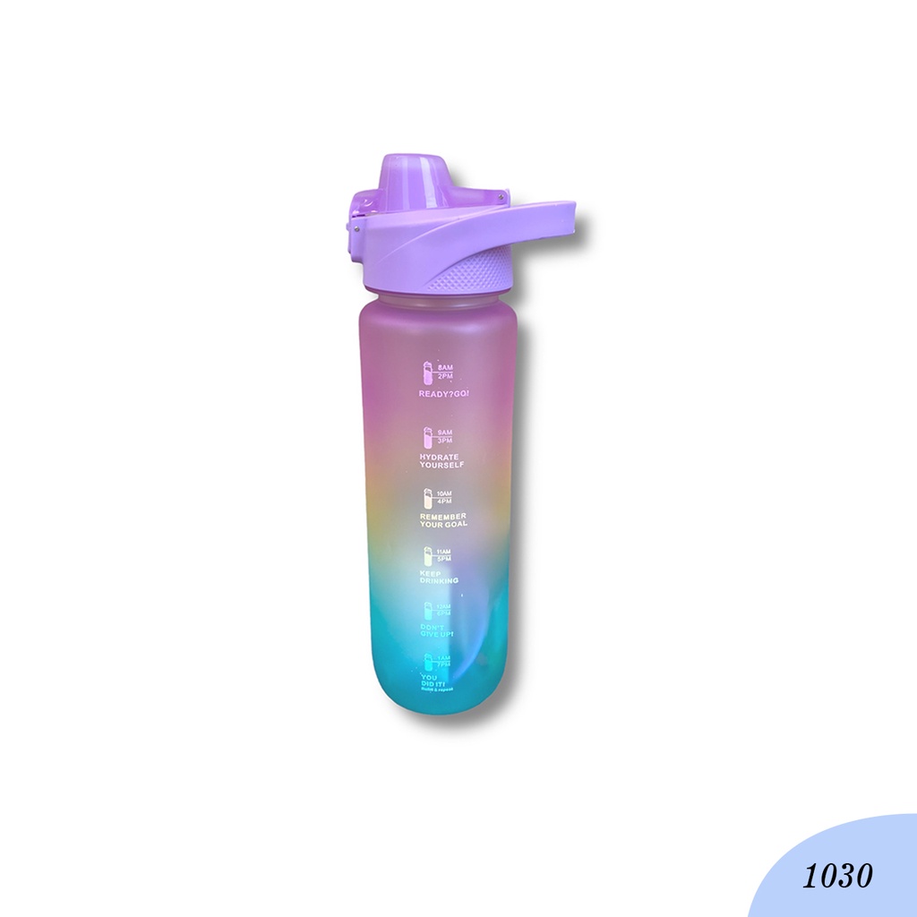 Botol Air Minum Polos Gradasi 2 Warna 900ML Kode 1030 Free Sticker 2D &amp; 3D Botol Warna Gradasi Botol Minum Viral Penanda Waktu Botol Minum Viral Botol Minum Sedotan
