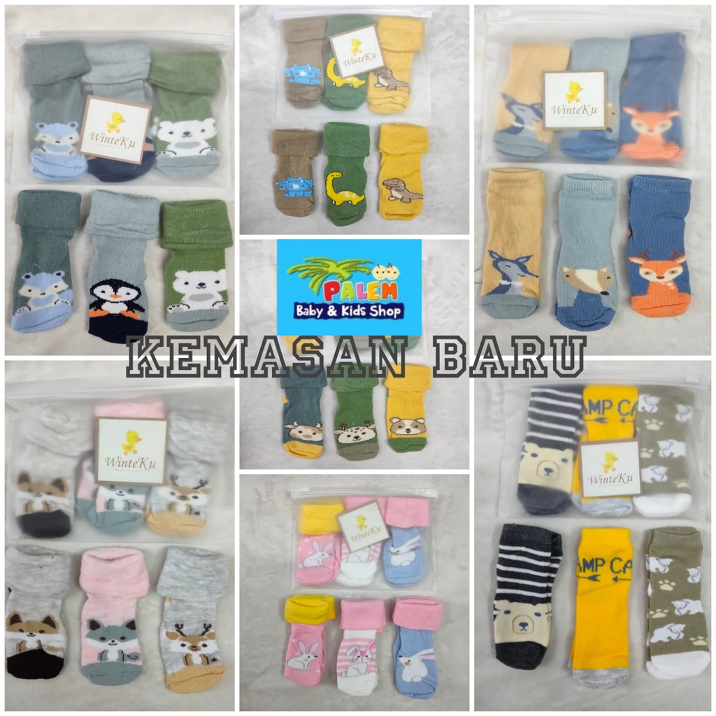 WinteKu biasa Baby Socks Kaos Kaki Bayi Isi 3pcs Termurah cowo dan cewe