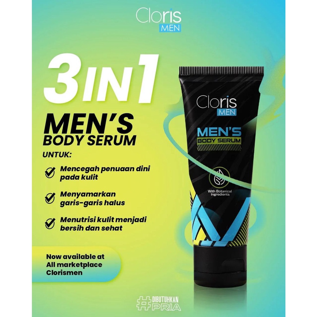 Clorismen MEN'S BODY SERUM Lotion Pemutih Badan Pria Meratakan Kulit Belang Kusam dan Melindungi dari Sinar Matahari