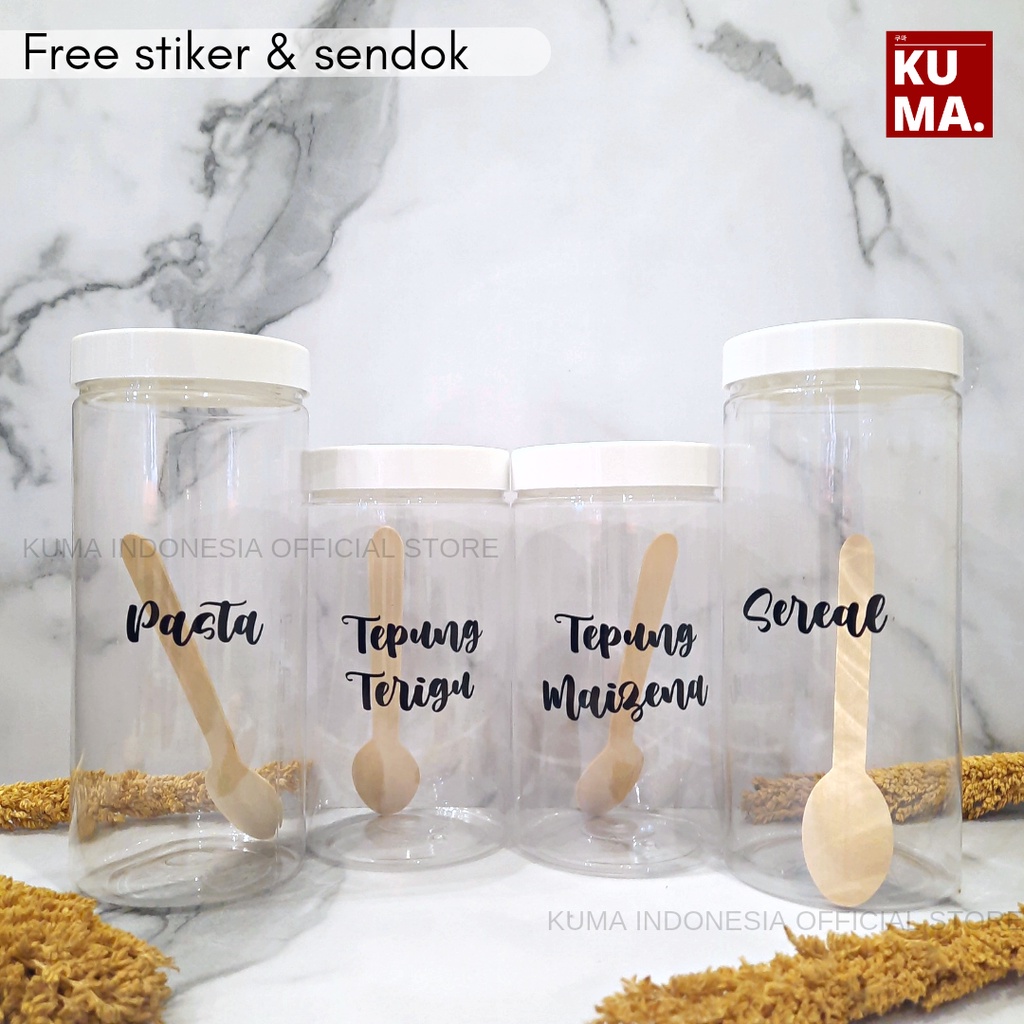 Toples Plastik Free Sendok Stiker 1000ml 1300ml Aestetik