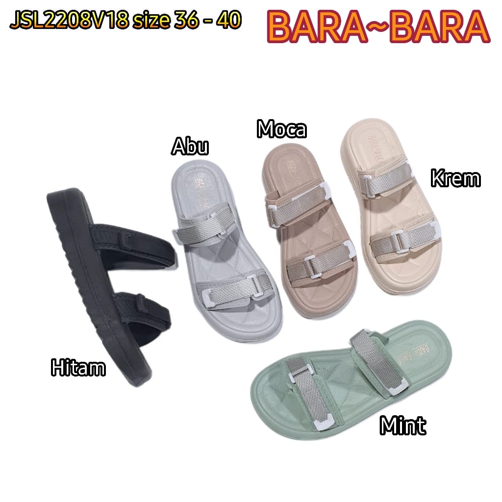 BARA BARA ORIGINAL jelly sandal karet empuk murah wanita selop import barabara cewek JSL2208V18