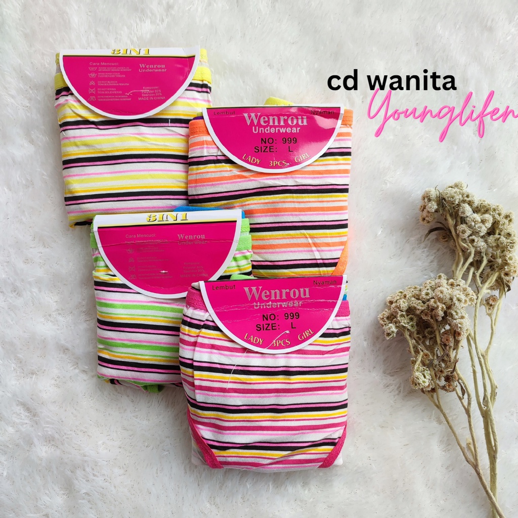 Celana Dalam CD Sempak Wanita wenrou Yonglifen 331 Garis Size L XL XXL