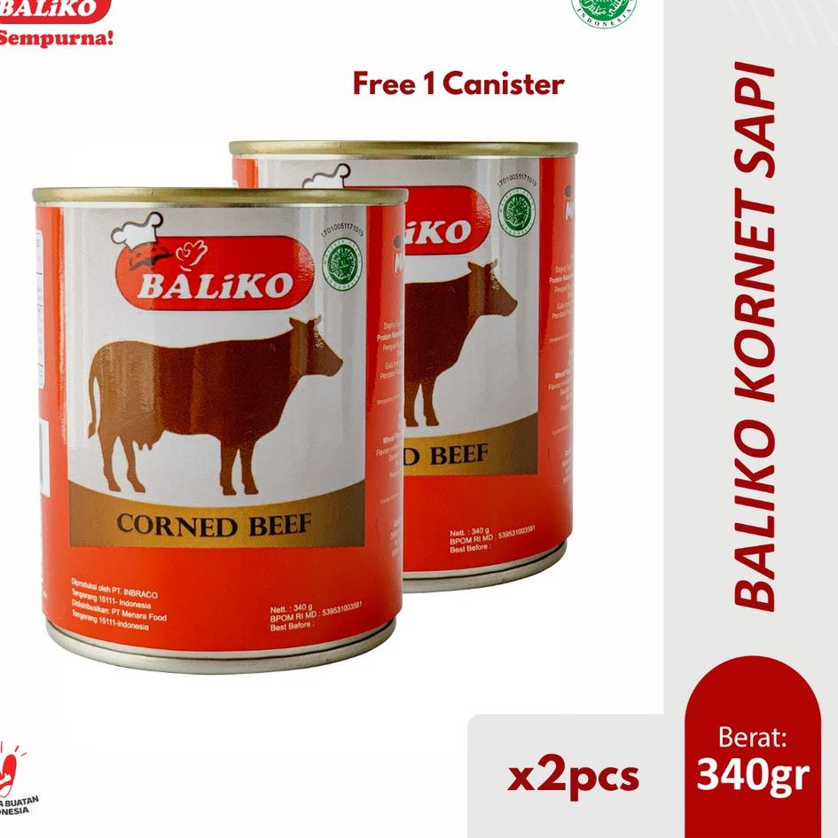 

❂ Baliko Kornet Daging Sapi Premium 340gr - Isi 2pcs ✿