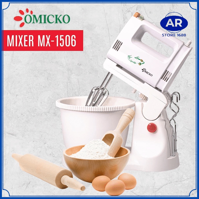 AR MIXER OMICKO / OMEGA MX1506 STANDING 5 KECEPATAN / MIXER COLOKAN LISTRIK ALAT PENGADUK KUE SET MANGKOK