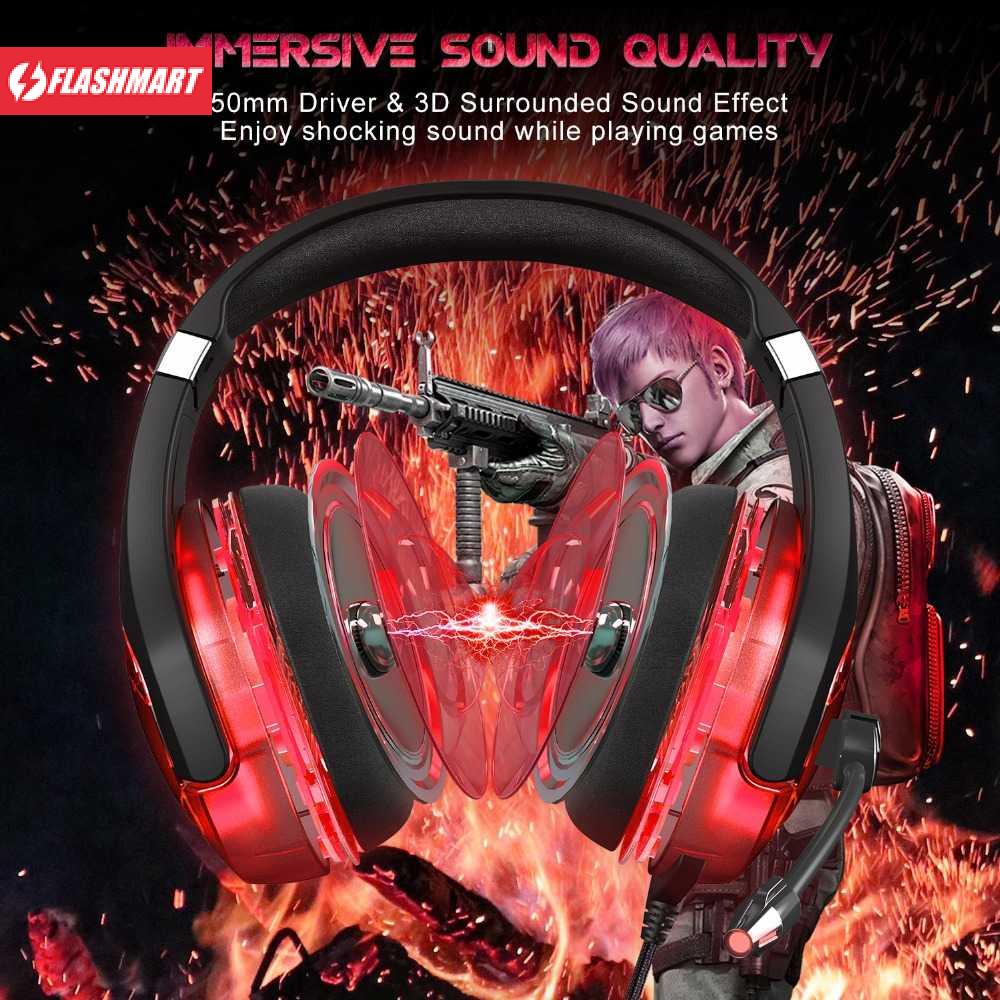 Flashmart ONIKUMA Hunterspider Gaming Headset Super Bass LED with Mic - K1B Pro