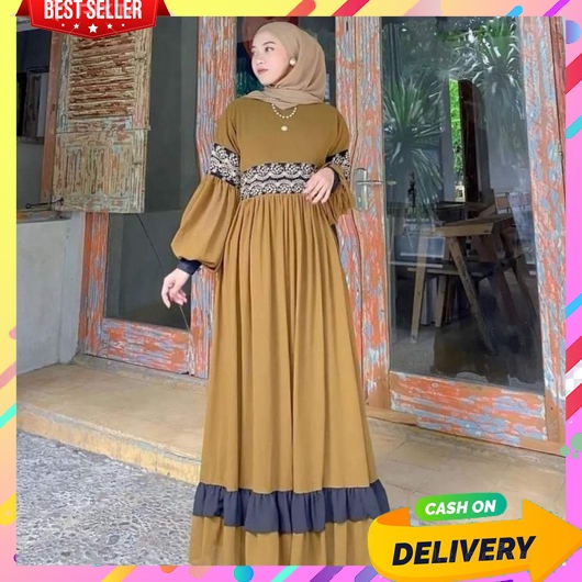 Gamis Lebaran Dewasa Terbaru Remaja Cewek Mewah Syari Khimar Games2021 Set Cadar Motif Busui Adem Mi