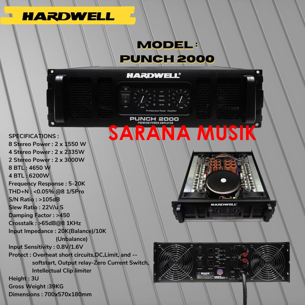 Power Amplifier HARDWELL PUNCH 2000 PUNCH-2000 PUNCH2000 Power 2 x 1500W