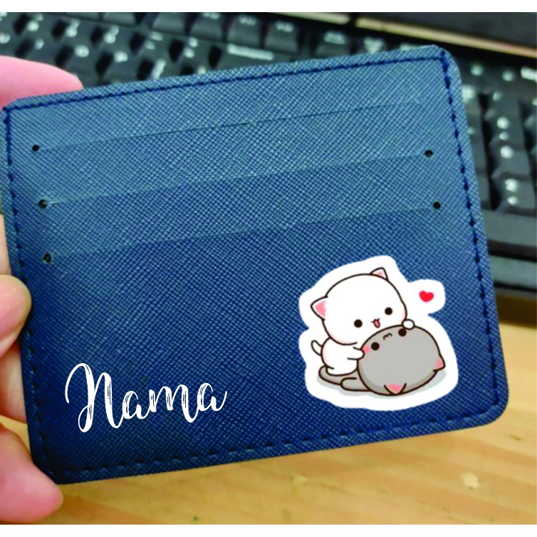 DOMPET KARTU / CARD WALLET DESIGN KUCING GEMOY FREE TULIS NAMA