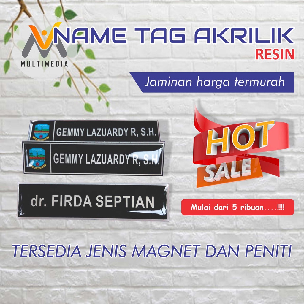 Jual Termurah Name Tag Akrilik Resin Papan Nama Nama Dada Shopee