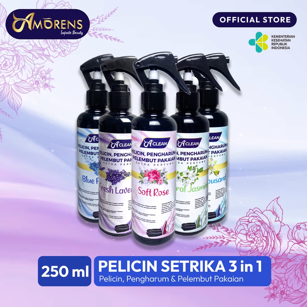 Pelicin Setrika Pakaian 3 in 1 Botol Spray / Pengharum dan Pelembut Pakaian &amp; Laundry 250ml