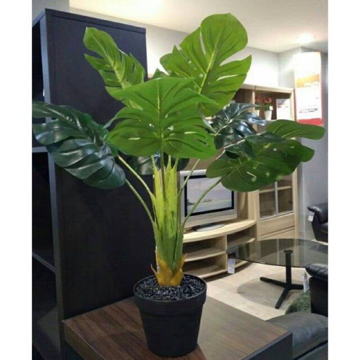 COD Tanaman Monstera artificial latex informa Tanaman hias palsu plus pot