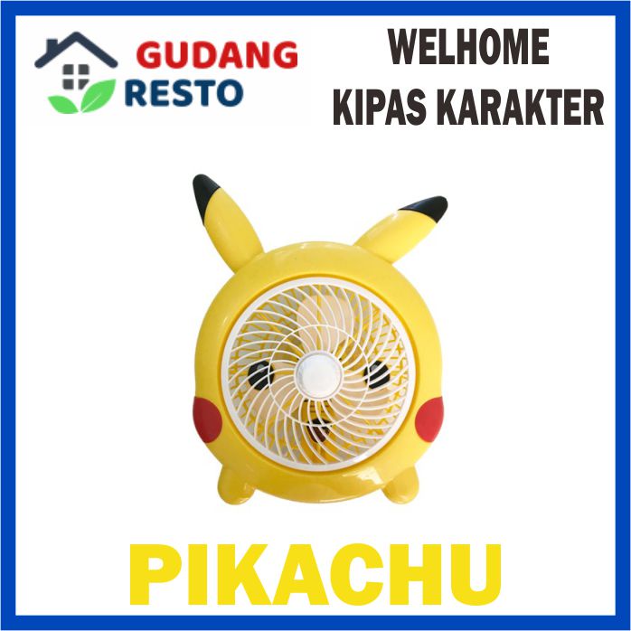 WELHOME KIPAS ANGIN KARAKTER 10 INCH DESK FAN / BOX FAN / KIPAS MEJA LUCU LISTRIK PORTABLE 10&quot;