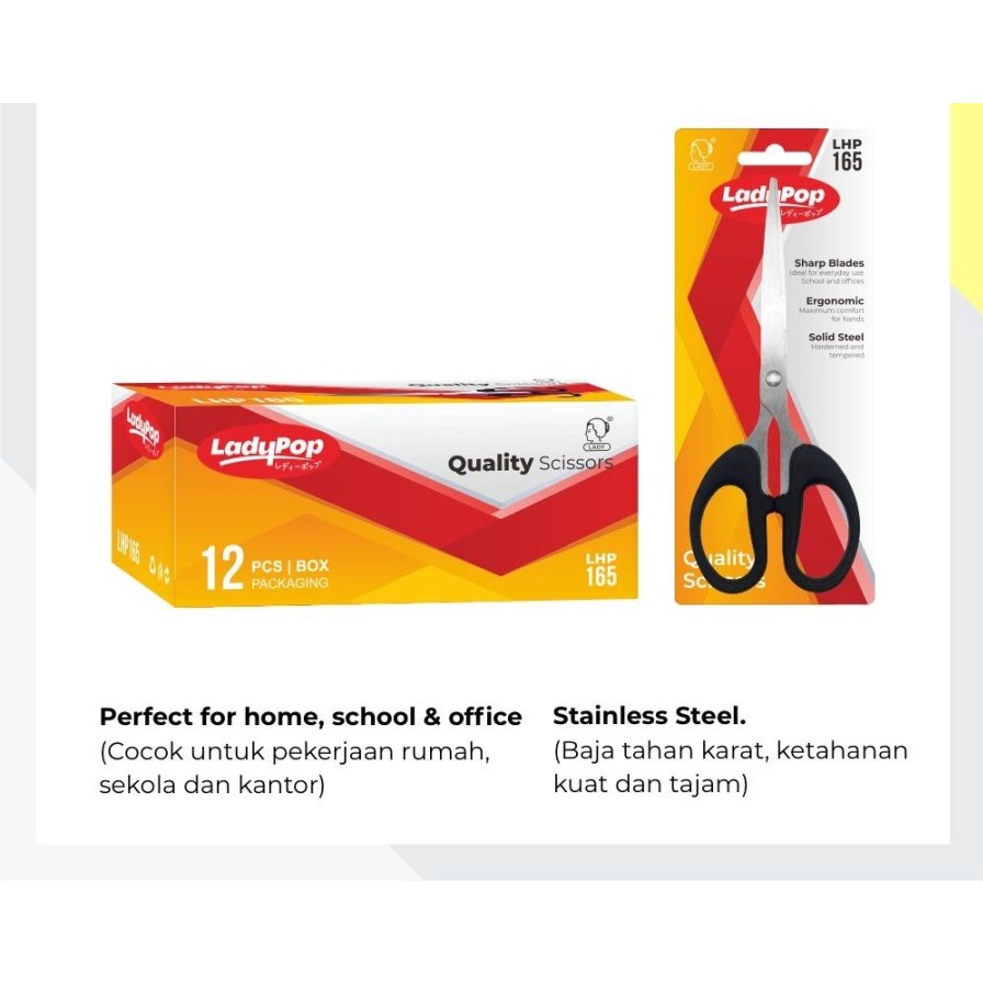Barangunik2021 -Gunting kertas sedang/  Gunting Kertas Lady pop 6.5 inch Medium Sekolah Kantor Stainless / Gunting LHP165 sedang