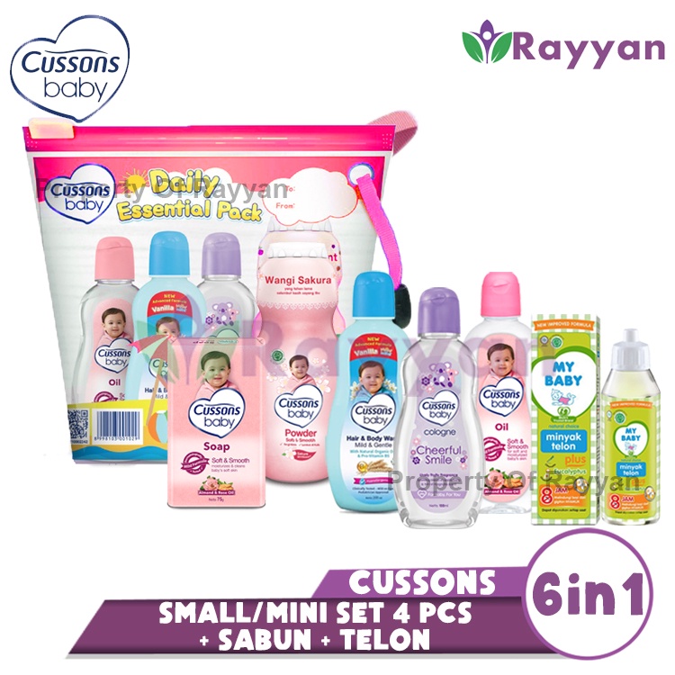 [CS]Perlengkapan Cussons Baby gift Small Mini Bag 7in1 Ungu/Pink/Biru Plus Sabun dan Telon| Mini Set isi 7 pcs Perlengkapan mandi 7in1 My Baby Telon 30ml | Sabun Batang Cussons 75g