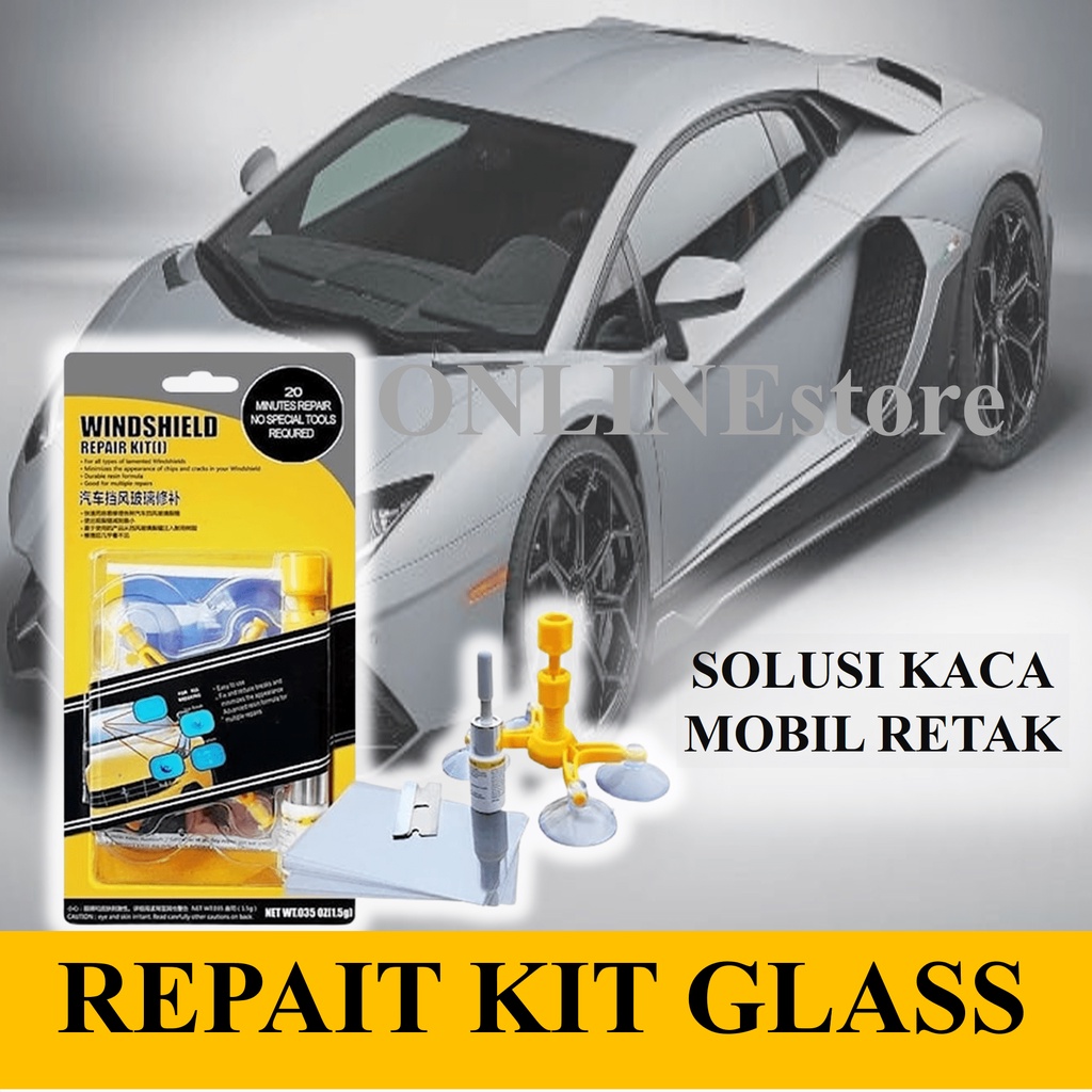 Lem Perbaikan Kaca Mobil Retak Repair Kit Glass Alat Reparasi Asli Original