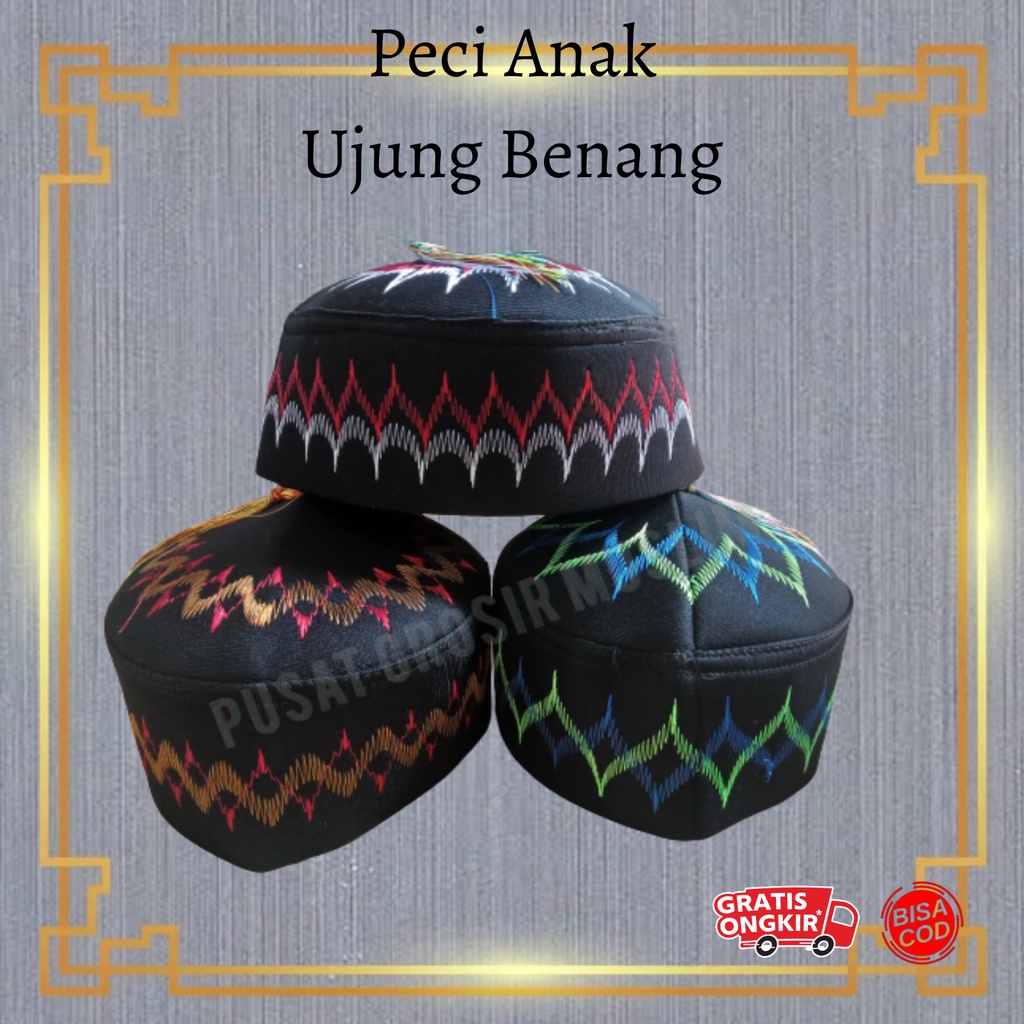 Peci Anak Ujung Benang /Kopiah Anak Bordir Kuncir