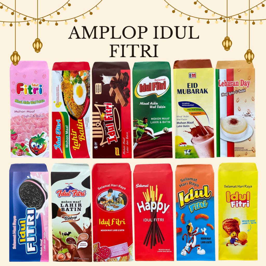

ISI 8 AMPLOP LEBARAN UNIK UANG TANPA DILIPAT AMPLOP VIRAL MOTIF SNACK