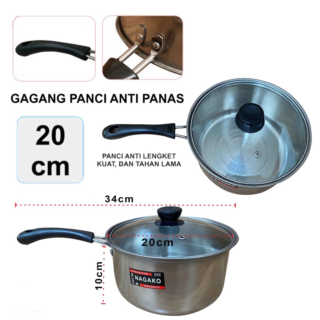 Panci Stainless Steel* Panci Nagako* Panci Susu+tutup* Panci Serbaguna