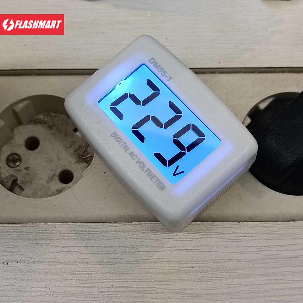 Flashmart Alat Pengukur Listrik Voltmeter Digital AC EU Plug 110-300V - DM55-1