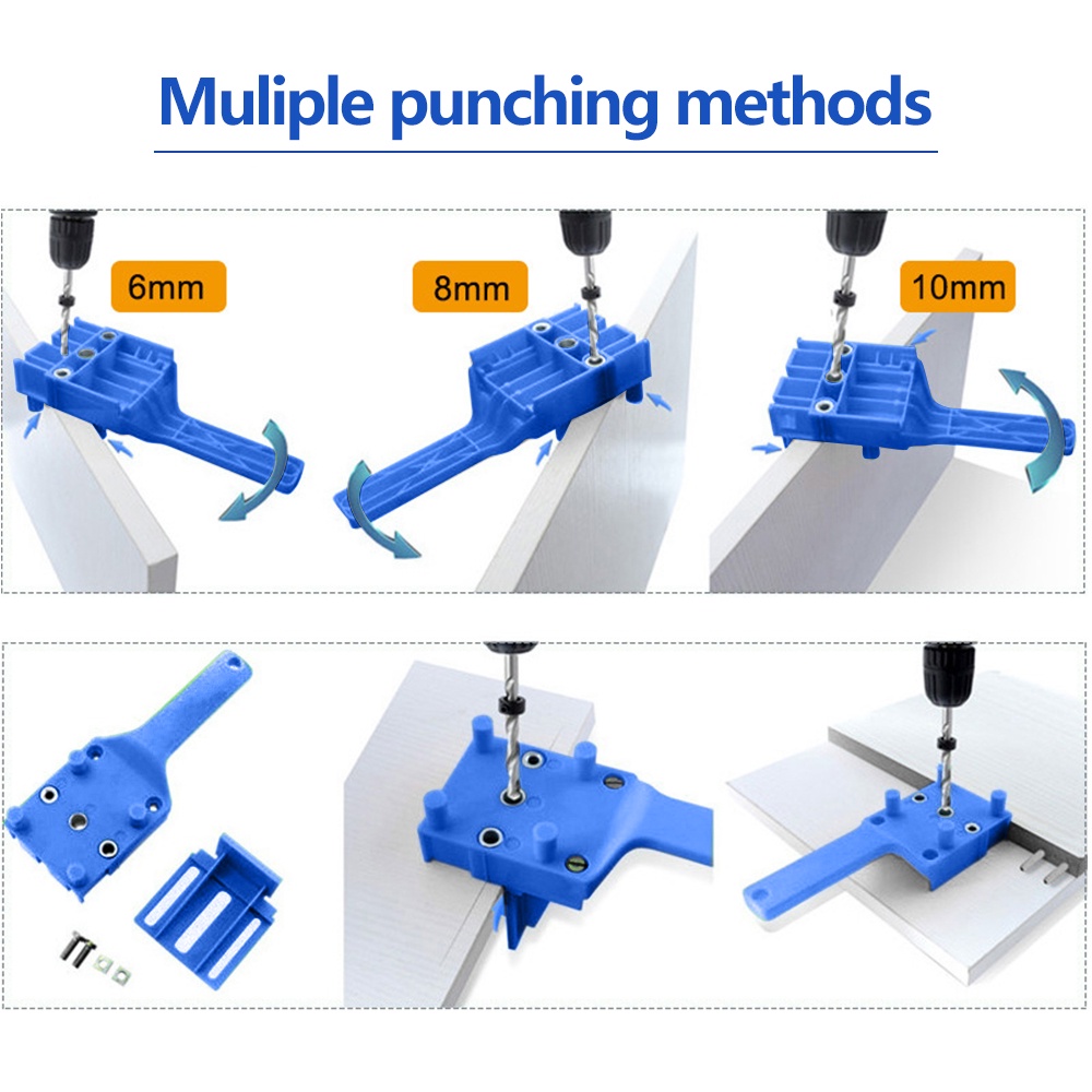 DOWEL JIG ALAT PELUBANG 6/8/10MM PENYAMBUNG KAYU PAPAN PLYWOOD DRILL