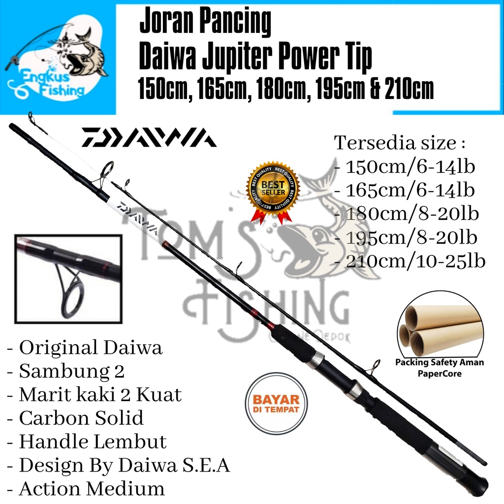 Joran Pancing Daiwa Jupiter Power Tip 150cm - 210cm (Original) Carbon Solid - Engkus Fishing