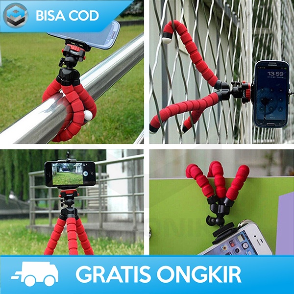 TRIPOD OCTOPUS FLEKSIBEL DAN LENTUR MINI TRIPOD KAMERA HP BY COOLJIER