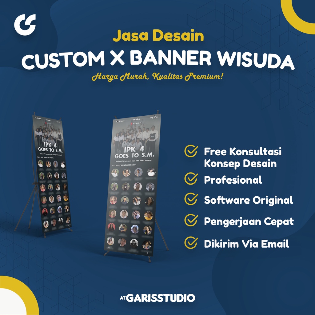 Custom X Banner Wisuda Premium | Desain X Banner Wisuda | Cetak X Banner Wisuda