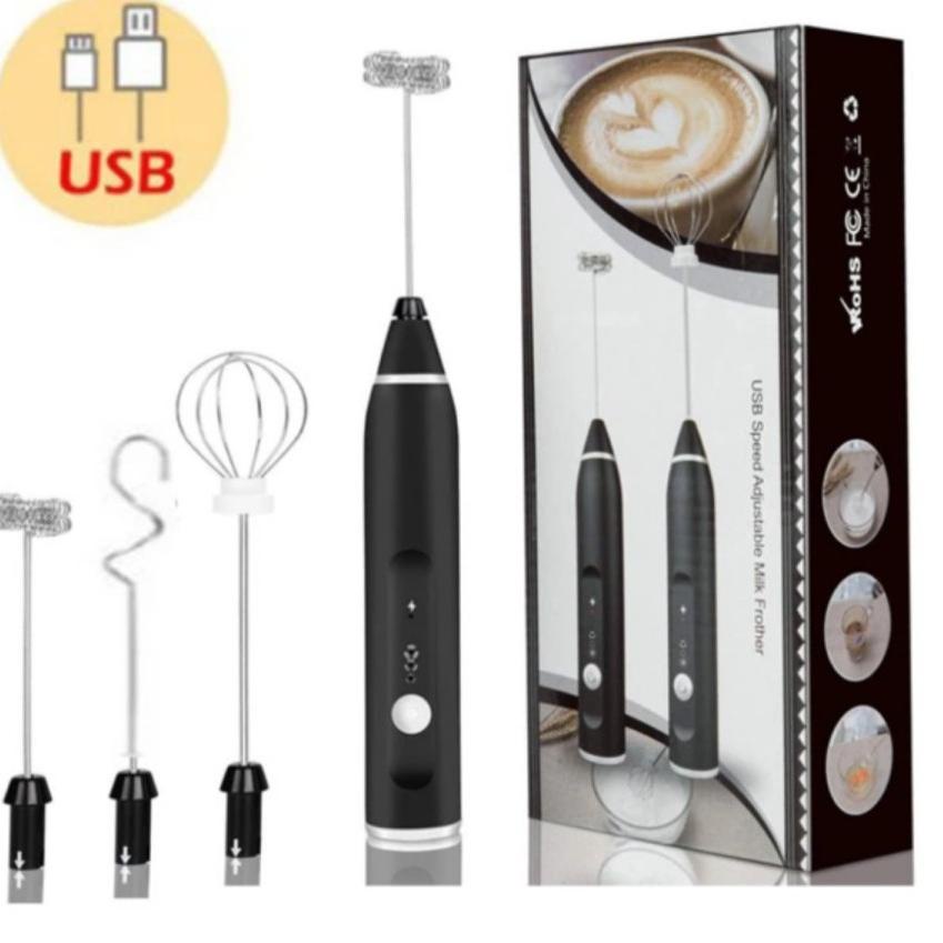 ☂ Mini mixer elektrik set kualitas premium pengocok telur kue adonan minuman kopi rechargeable usb ♦