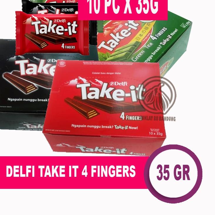 

☂ Delfi Take It 35gr Box Isi 10 pcs Cokelat - TakeIt Green Tea Matcha Coklat 10 X 35 gram ➫