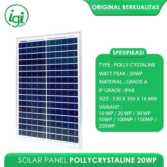 SOLAR PANEL 20w / SOLAR CELL 20watt / PANEL SURYA 20WP POLY INSCOM