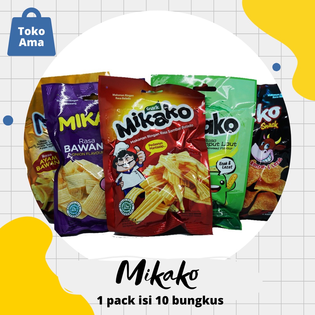 

Mikako rumput laut I ayam geprek I bawang I mi goreng 1 pak isi 10 pcs