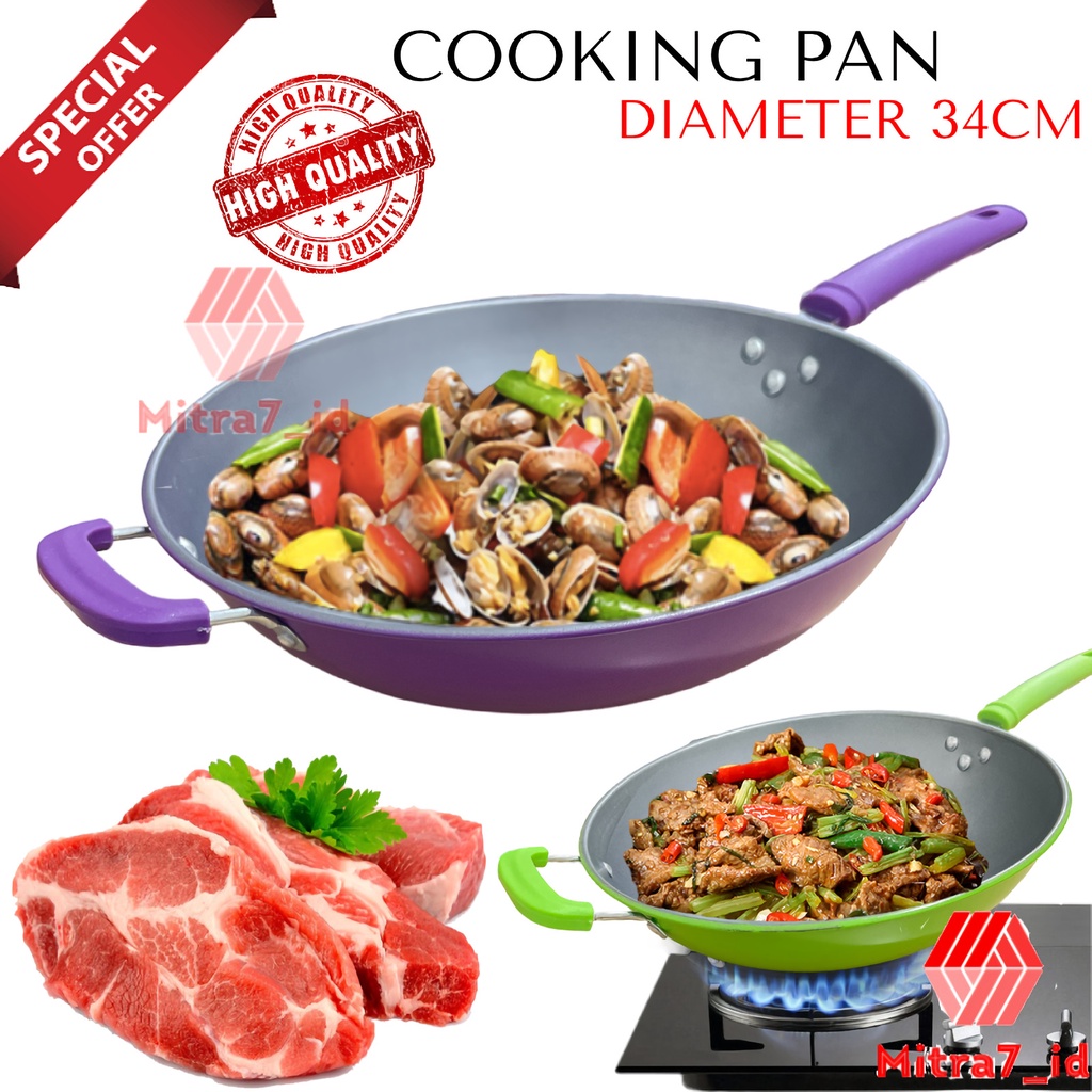 [M7] WAJAN MASAK JUMBO UKURAN 34CM / FRYING PAN PENGGORENGAN / TUMIS / COOKING PAN MASAK DAPUR BAHAN TEBAL