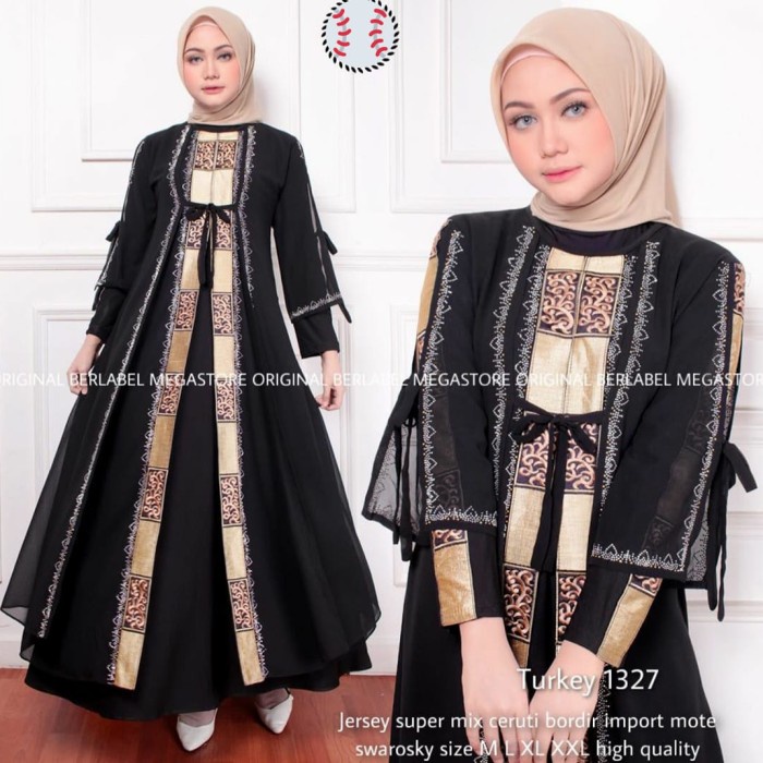 Gamis BUSUI//ABAYA TURKEY HITAM KODE 1327 - Hitam, XL(M4P0) BEST SELLER Gamis Abaya Turki Gamis Abay