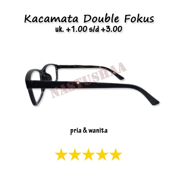 Kacamata Baca Plus (+) Baca dan Jalan 2 Fungsi Kacamata Double Fokus Uk +1.00 s/d +3.00 Pria Wanita Unisex / Kaca Mata Rabun Dekat NOCASE