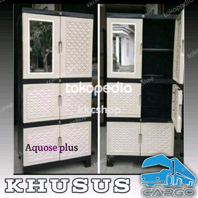 Lemari Pakaian Plastik Jumbo Aquose plus kaca