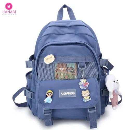 HANABI-tas ransel sekolah MOCHILA + PATCH tas ransel wanita tas jalanjalan tas korea