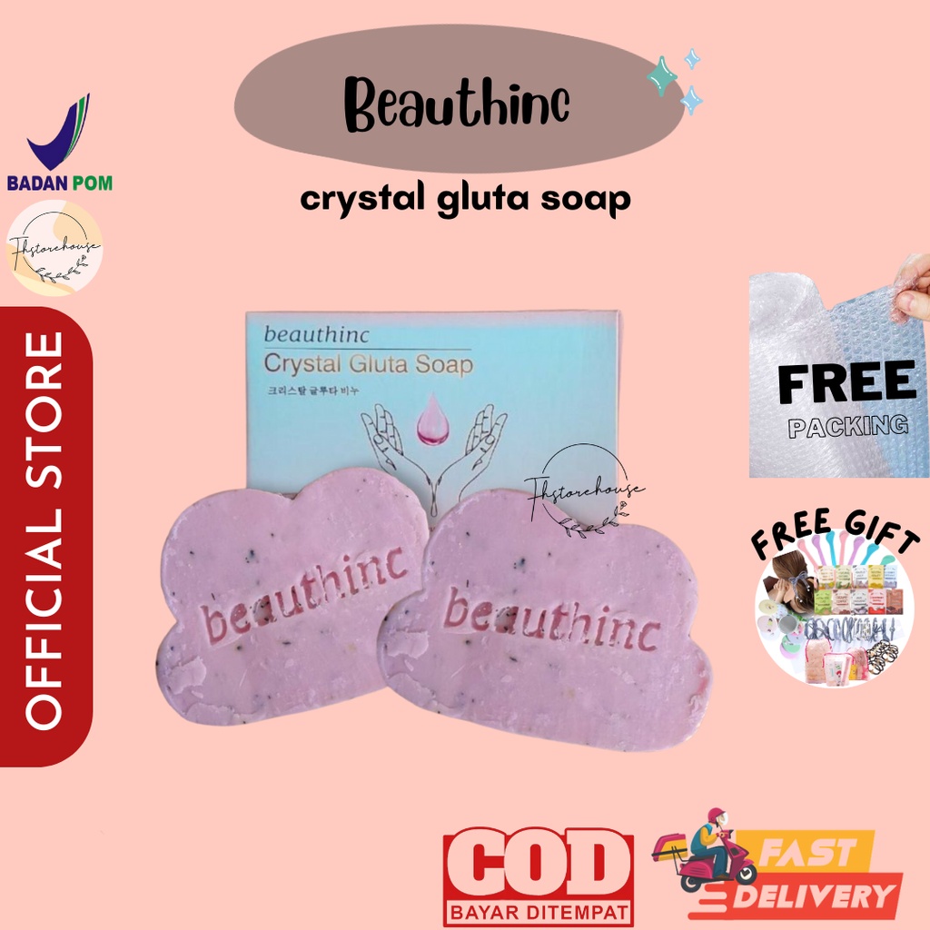 BEAUTHINC CRYSTAL GLUTA SOAP SABUN PEMUTIH DAN PENCERAH BADAN BEAUTHING KRYSTAL WHITENING SOAP BPOM