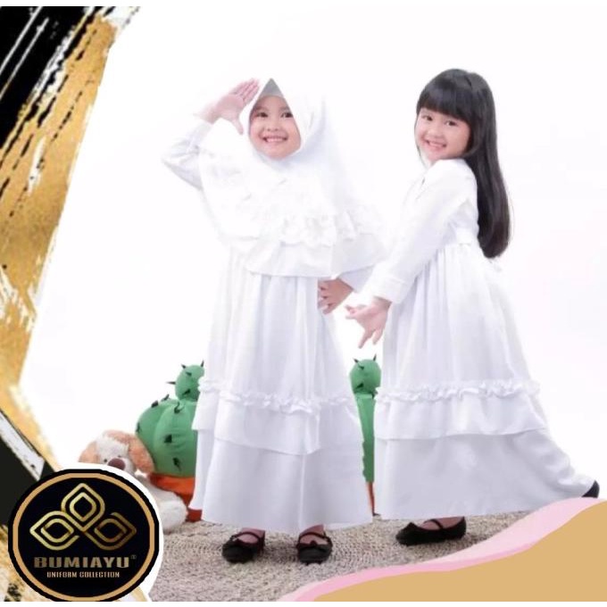 Baju Gamis Putih Anak Perempuan Bahan Dobby Baju Muslim Anak Perempuan