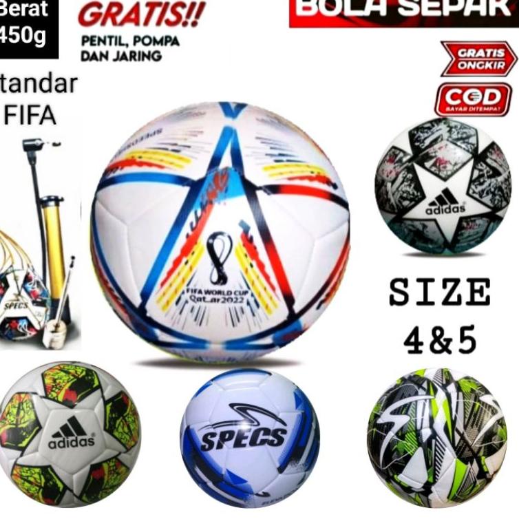 STOK TERBATAS Bola Sepak / Kaki Specs Size 5 4 Premium  Orinal Murah Empuk La 1 BRI Jahit Mesin Illu