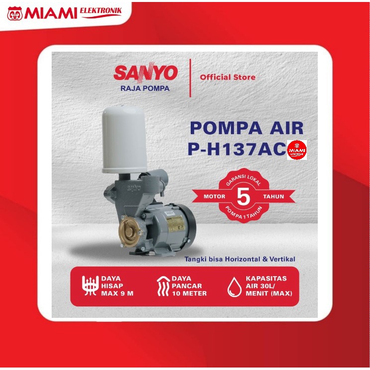SANYO Mesin Pompa Air Sumur Otomatis- P-H137AC