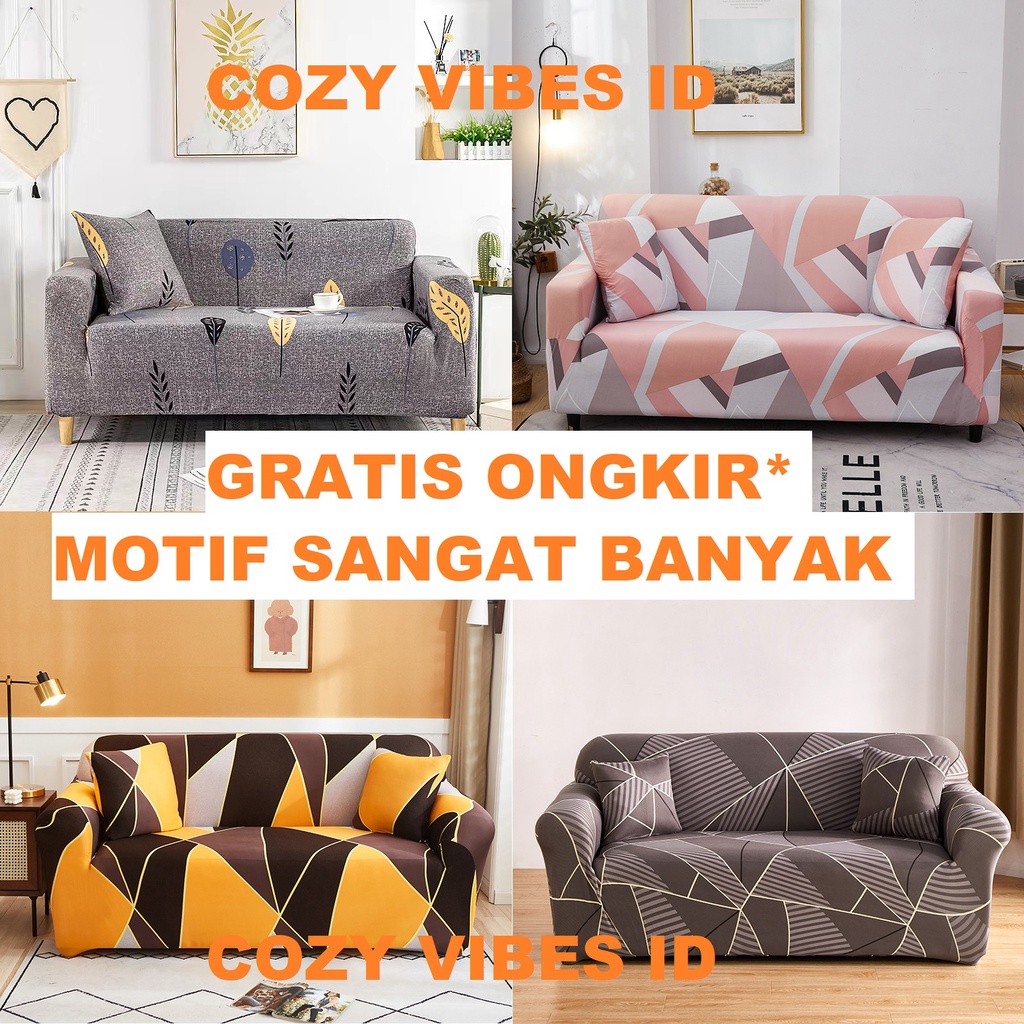 sarung sofa cover 1 seater 2 seater 3 seater s1 elastis elastic motif 1seater 2seater 3seater