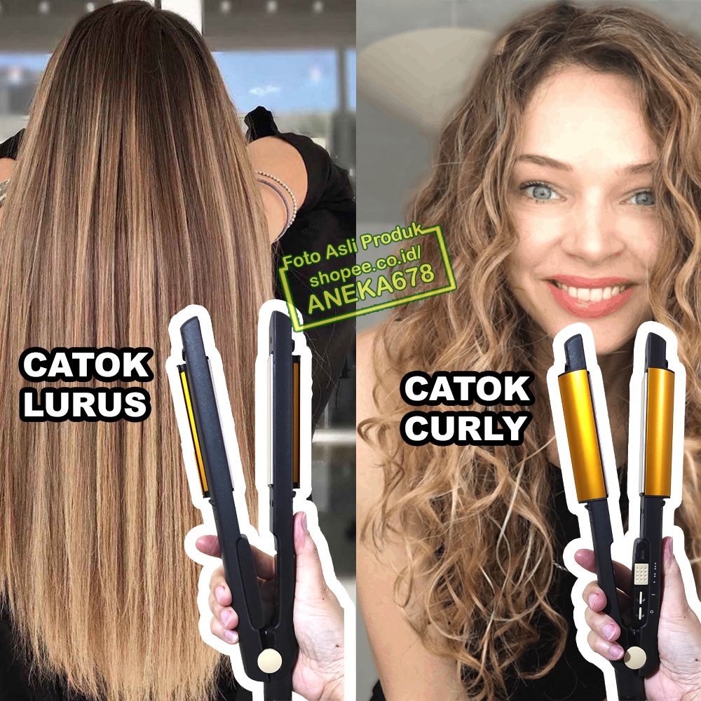 ALAT CATOK KOREA CATOKAN RAMBUT 2IN1 LURUS DAN CURLY KERITING ORIGINAL MURAH