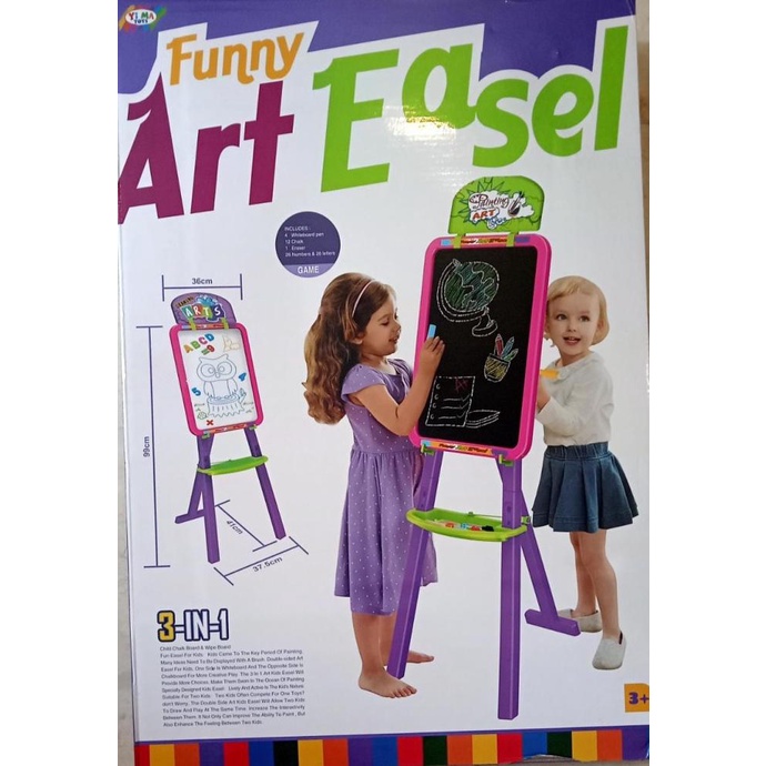 

Mainan Anak Learning Easel 3 in 1 Papan Tulis White Drawing Board