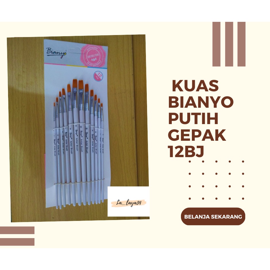 

Kuas Flat/ bulu datar Bianyo gagang putih12bj